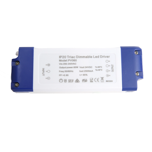 60W LED Driver - Constant Voltage - Phase dimming IP20