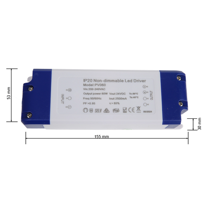 60W LED Driver - Constant Voltage - Non dimming - IP20